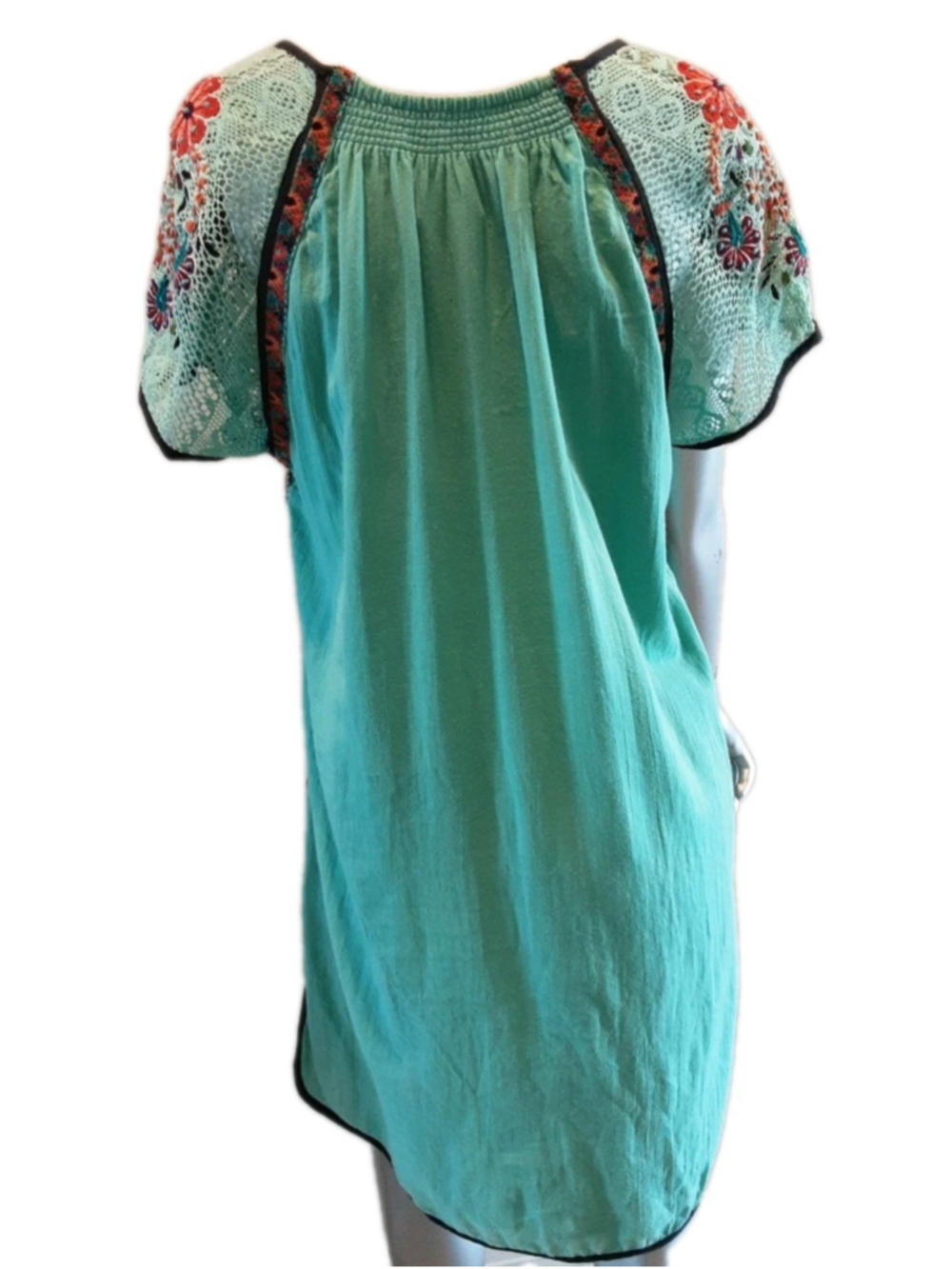 DOUBLE D RANCH-Chic Cotton Boho Beauty-Mint Green-Embroidered Crochet Lace-MED - Picture 12 of 16